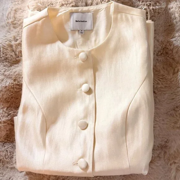 Reformation Mika Two Piece In Cream, Size:US 6 brand new, no flaws, without tags - Picture 2 of 2